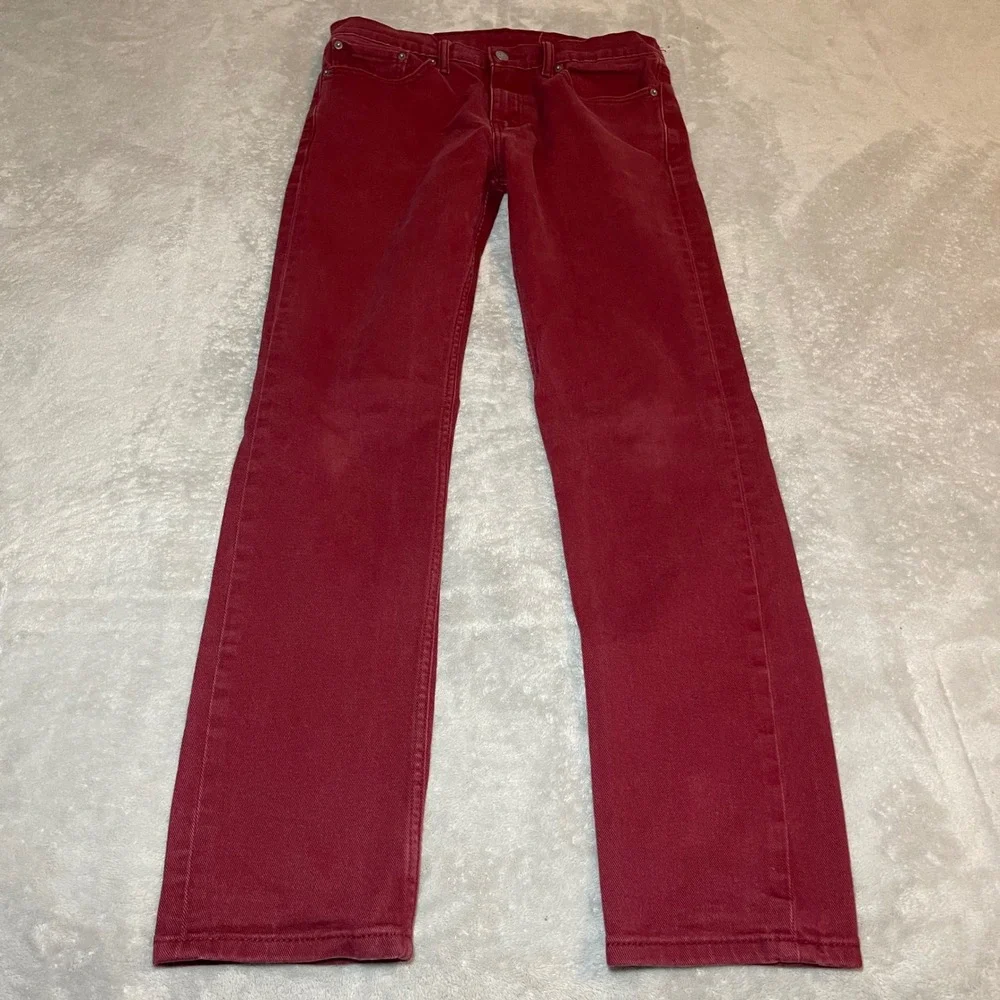 Levis 511 Jeans Mens 32x34 Burgundy Wine Red Slim Fit Stretch Denim Pants 32x32